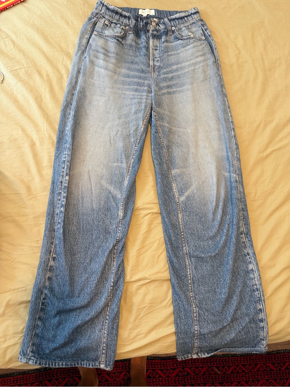 rag & bone Light Blue Wide-Leg Denim Jeans